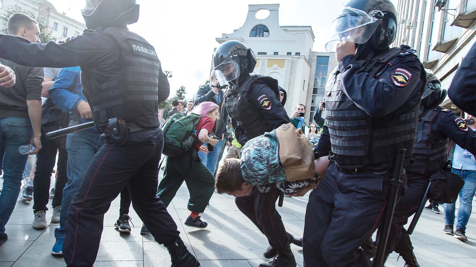 August 2019 in Moskau: Die Polizei geht gegen Demonstranten vor.