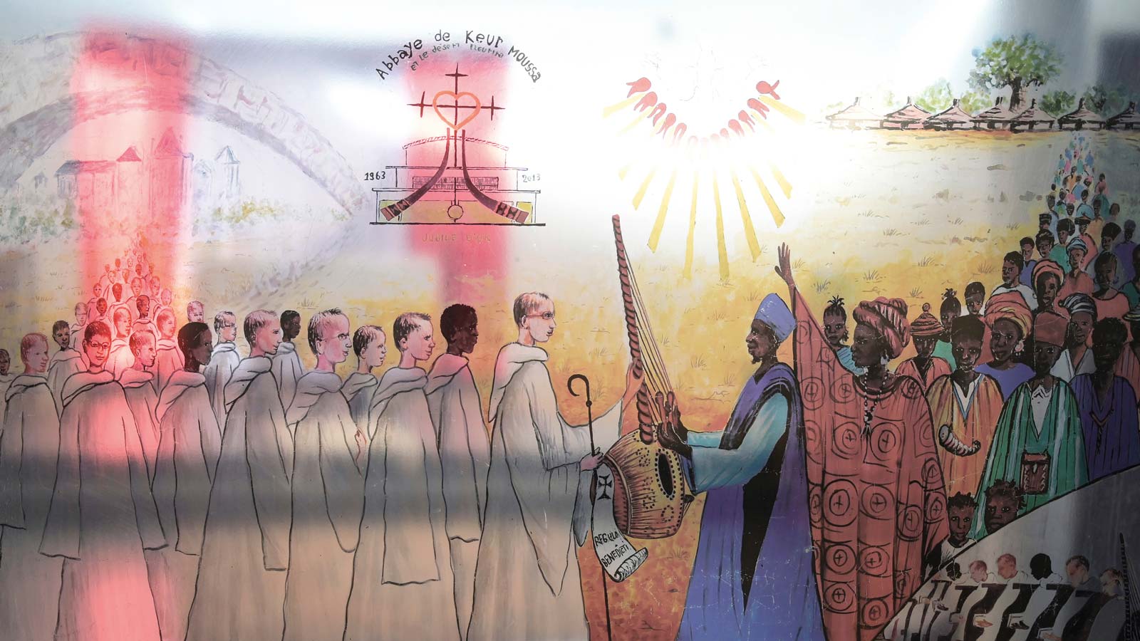 Die Geschichte, wie die Kora ins Kloster kam, erzählt dieses Wandbild.