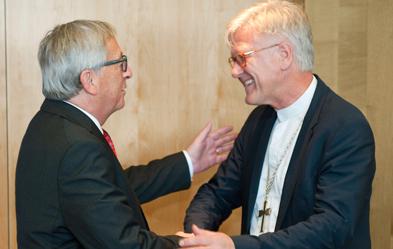 Öffentliche Theologie: Der EKD-Ratsvorsitzende Heinrich Bedford-Strohm beim Präsidenten der EU-Kommission Jean-Claude Juncker. Foto: epd/ Horst Wagner