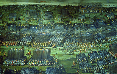 Zeitgenössische Darstellung der „Schlacht am Weißen Berg“ am  8. November 1620. Foto: Picture alliance/akg-images