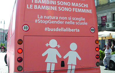 Anti-Gender-Bus am 29. September in Neapel. Foto: dpa/ Salvatore Esposito