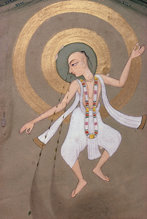 Chaitanya (indischer Mystiker, 1486–1533) tanzt den Lobpreis des Gottes Krishna. Indische Miniatur, 19. Jahrhundert. Foto: akg-images/Roland and Sabrina Michaud